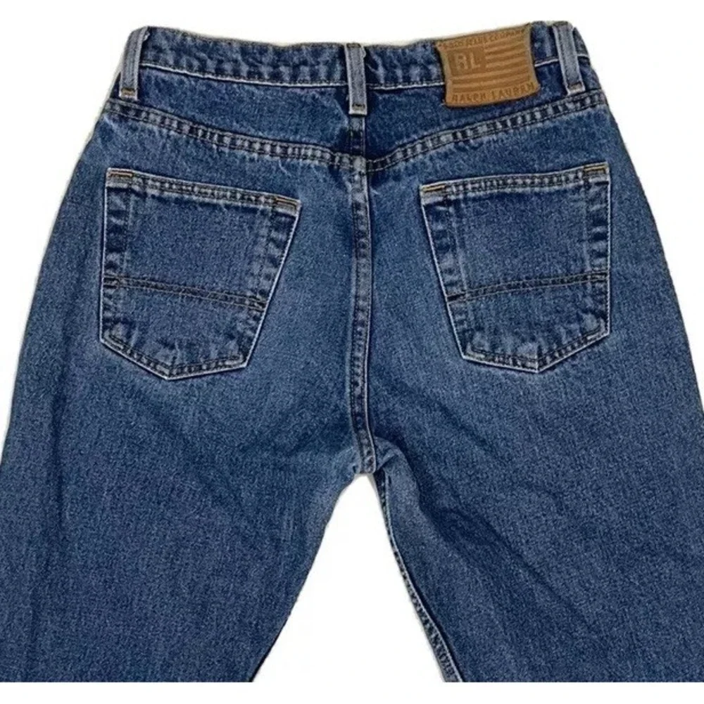 VTG Polo Ralph Lauren Jeans Men‎ Actual 28x27 Y2K Medium Wash Leather Patch